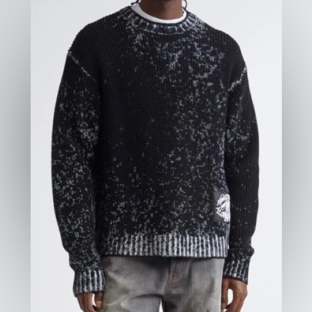 Acne Studios FLORAGATAN 13 Black Acid Wash Sweater Size L Designer Luxury Grunge - Picture 9 of 11